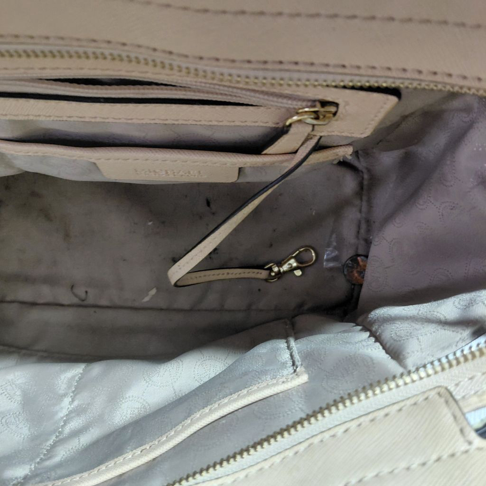 Women's Michael Kors Beige & White Satchel One Size - Picture 6 of 8